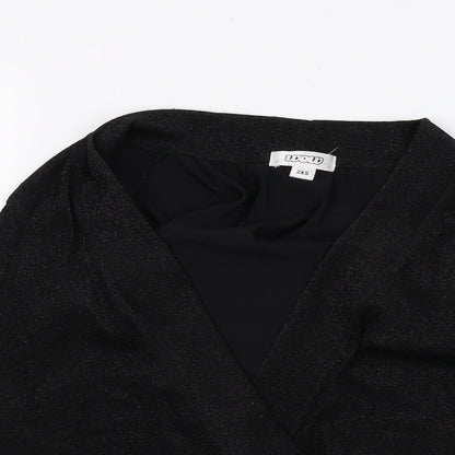 WOW Womens Black   Wrap Blouse Size 2XS