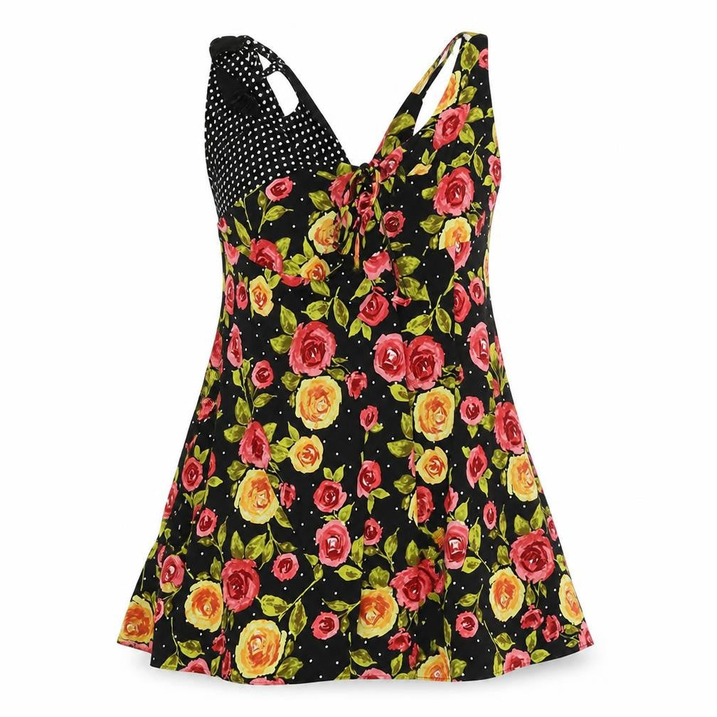 TU Womens Black Floral  Fit & Flare  Size 8