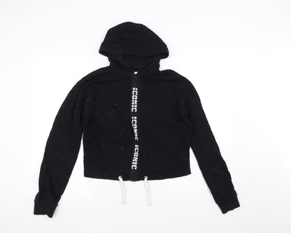 Additional front view of E-vie girls’ black full zip hoodie, size 13-14, years
