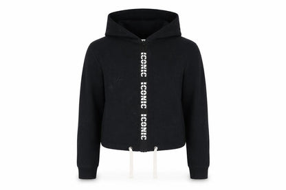 Front view of E-vie girls’ black full zip hoodie, size 13-14, years