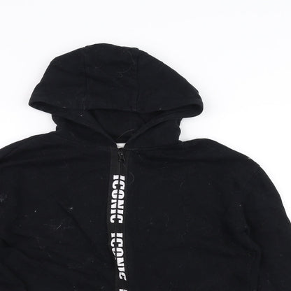 Close-up detail of E-vie girls’ black full zip hoodie, size 13-14, years
