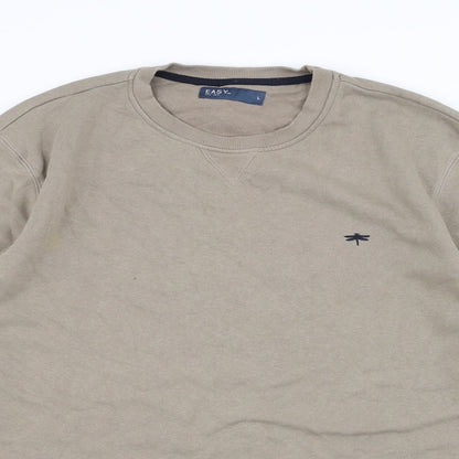 Close-up detail of Easy women’s brown jumper, size L