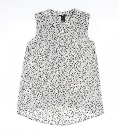Preloved H&M Womens Grey Polka Dot  Basic Button-Up Size 8 - Front