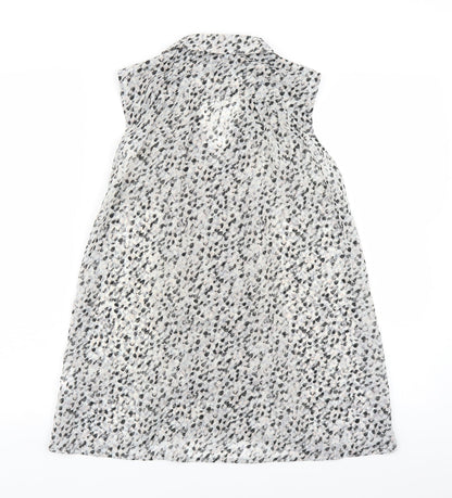 Preloved H&M Womens Grey Polka Dot  Basic Button-Up Size 8 - Back