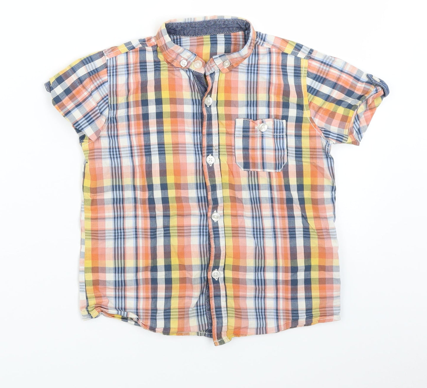 George Boys Orange Plaid  Basic Button-Up Size 4-5 Years
