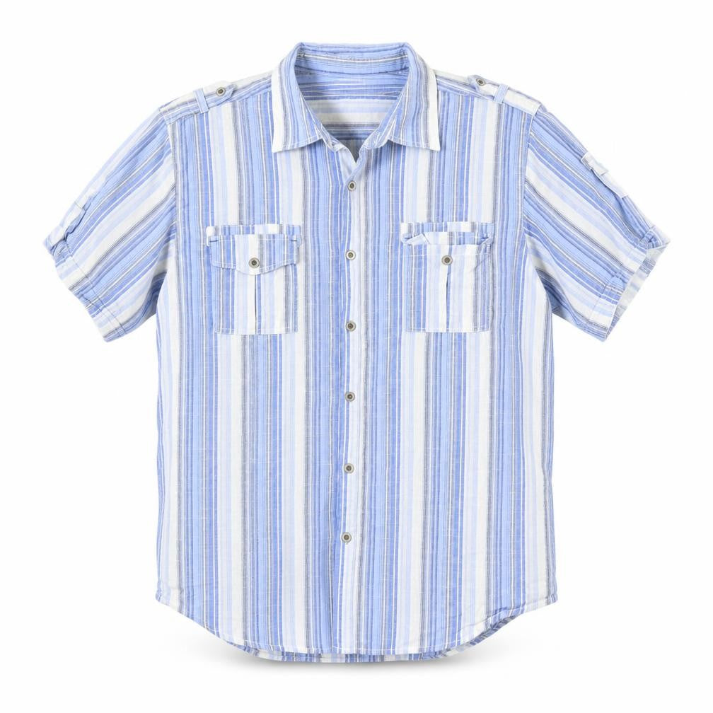 Lee Cooper Mens Blue Striped   Button-Up Size L