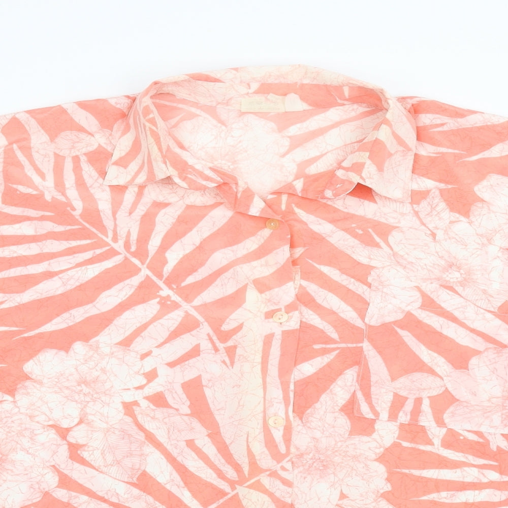 Preworn Womens Pink Floral  Basic Blouse Size 14