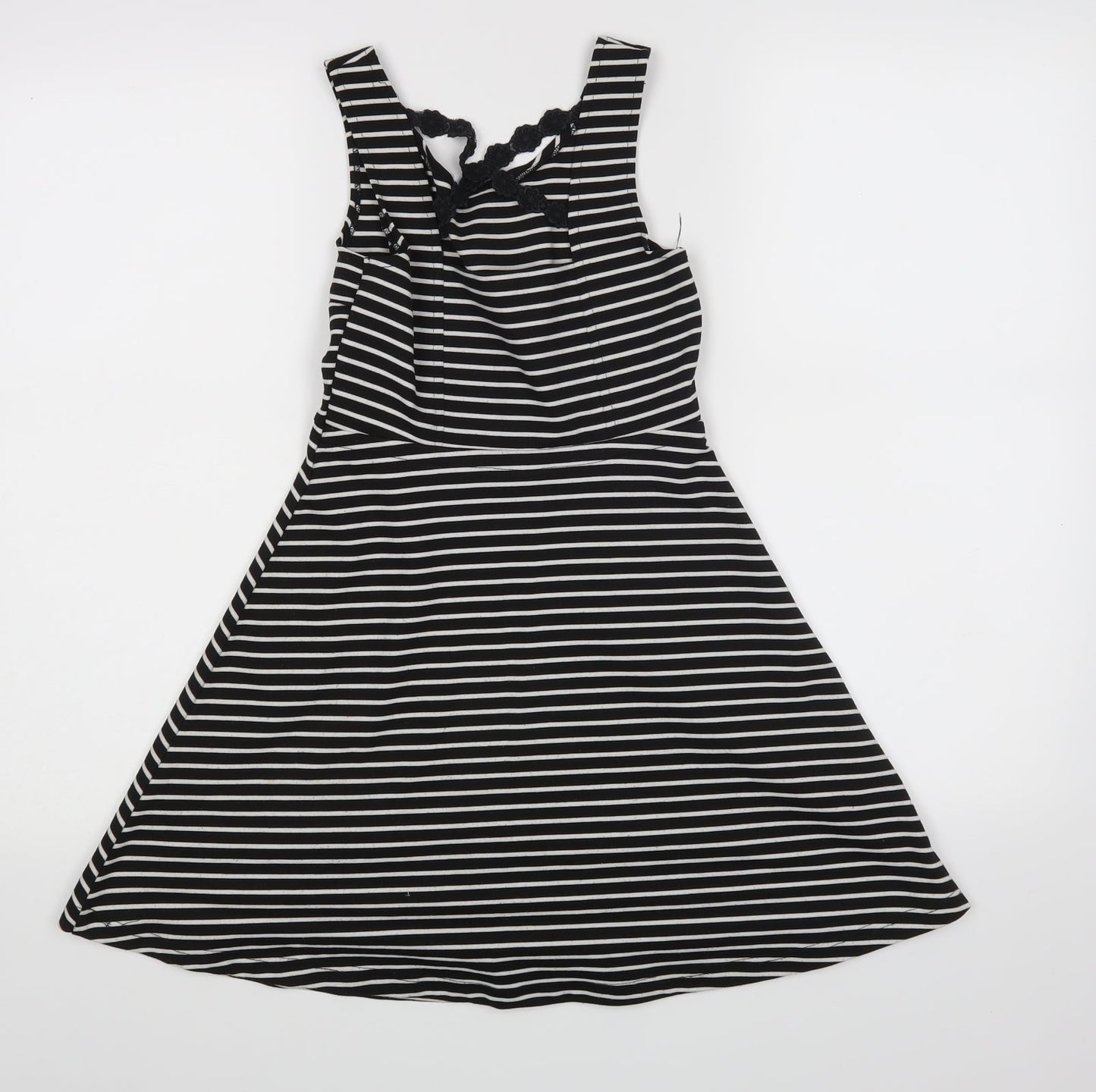 YD Girls Black Striped  A-Line  Size 8-9 Years