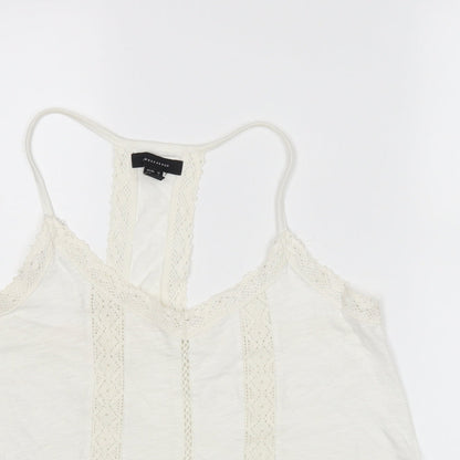 Close-up detail of Atmosphere women’s white basic blouse, size UK 12