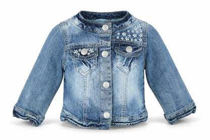 Front view of Next girls’ blue jacket, size 12, months
