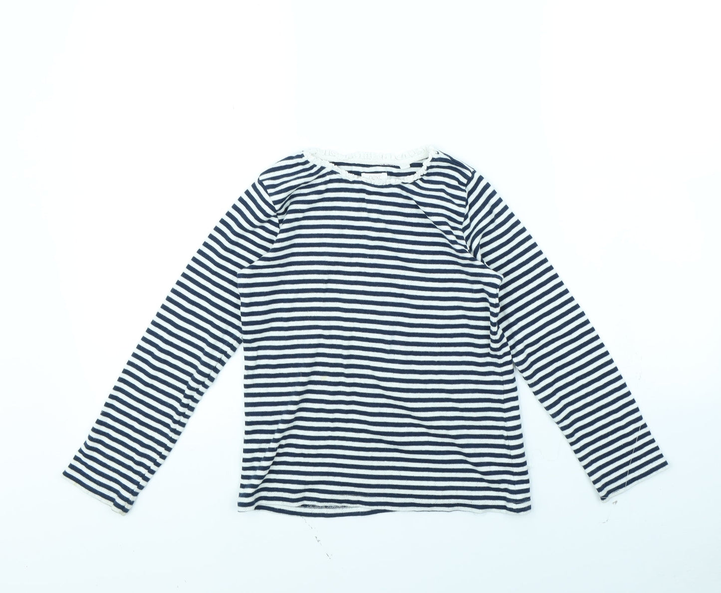 NEXT Girls Blue Striped  Basic T-Shirt Size 7 Years