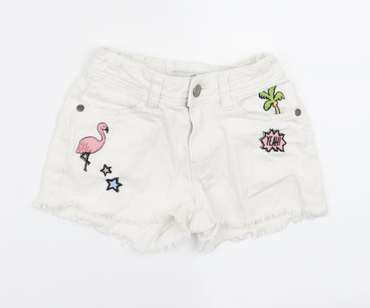 m&s Boys White   Chino Shorts Size 6 Years - palm tree