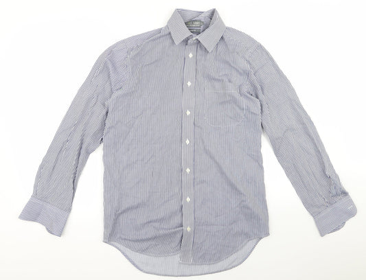 m&s Womens Blue Striped  Basic Button-Up Size 32