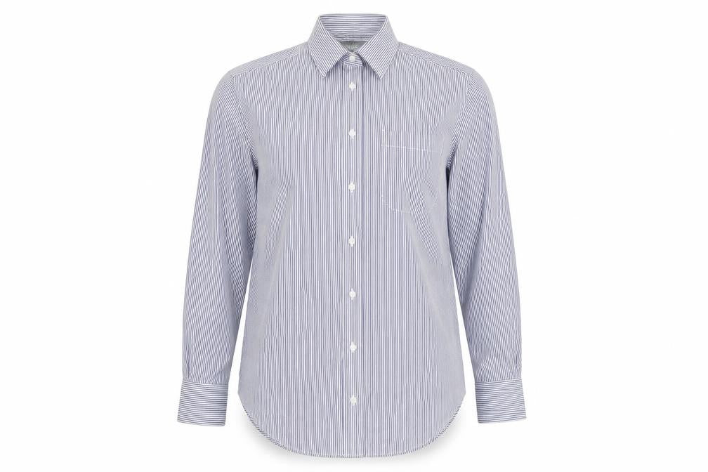 m&s Womens Blue Striped  Basic Button-Up Size 32