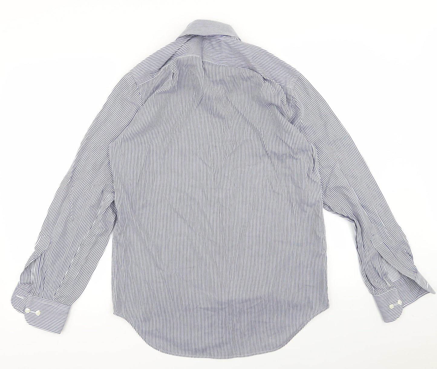 m&s Womens Blue Striped  Basic Button-Up Size 32