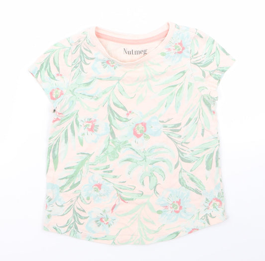 Nutmeg Girls Brown Floral  Basic T-Shirt Size 4 Years