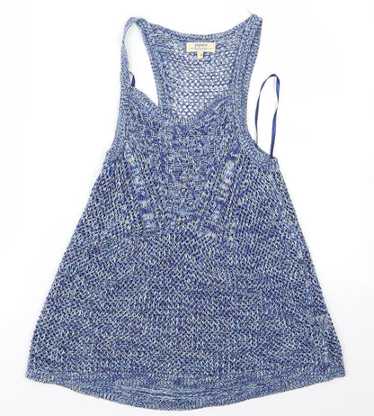 Additional front view of Papaya women’s blue rayon a-line, size UK 8