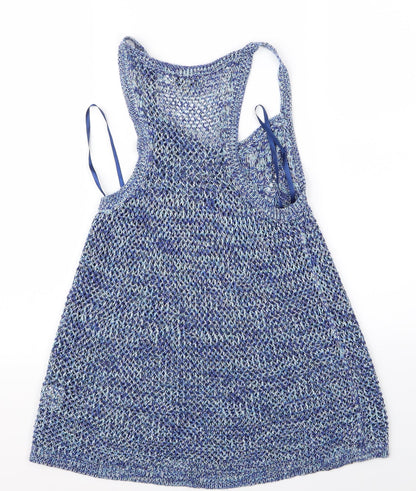 Back view of Papaya women’s blue rayon a-line, size UK 8