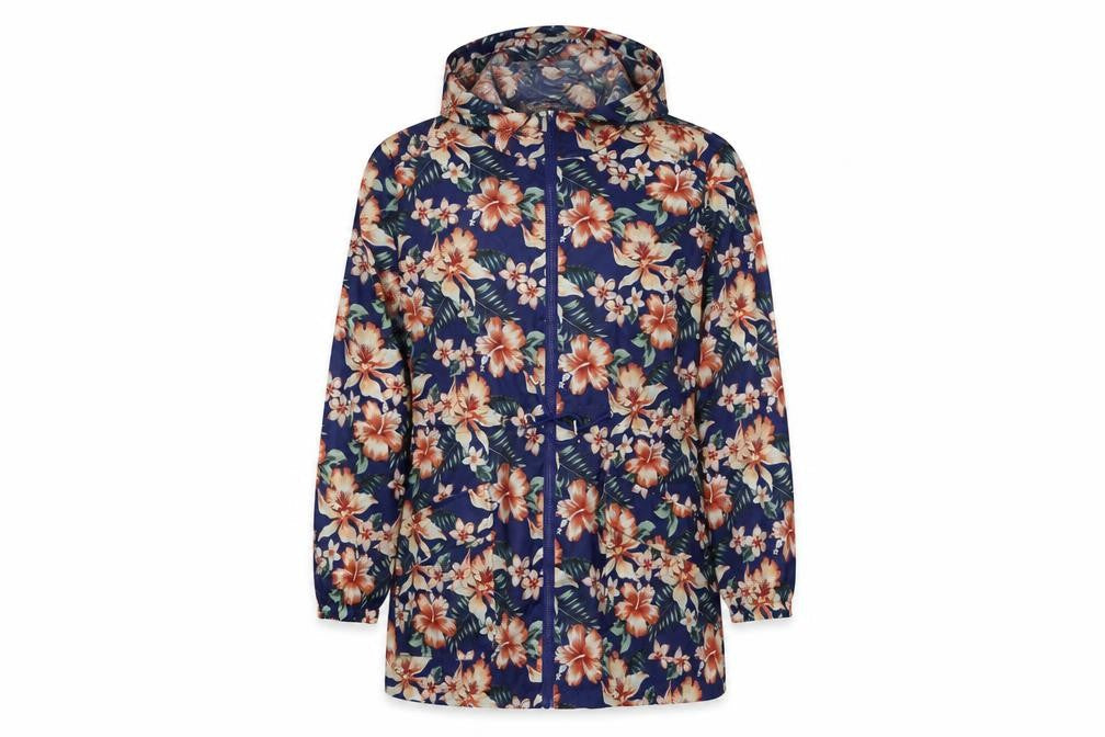 Intuition Womens Blue Floral  Biker Coat Size M