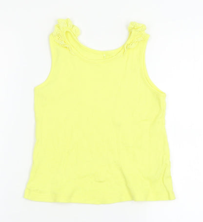 Front view of George girls’ yellow basic tank, size 7-8, years
