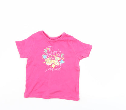 Front view of Disney girls’ pink basic casual, size 12-18, months