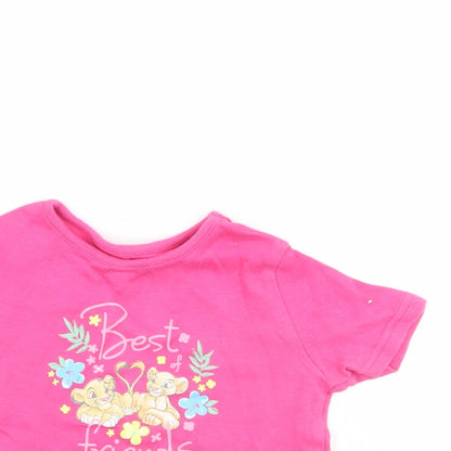 Close-up detail of Disney girls’ pink basic casual, size 12-18, months