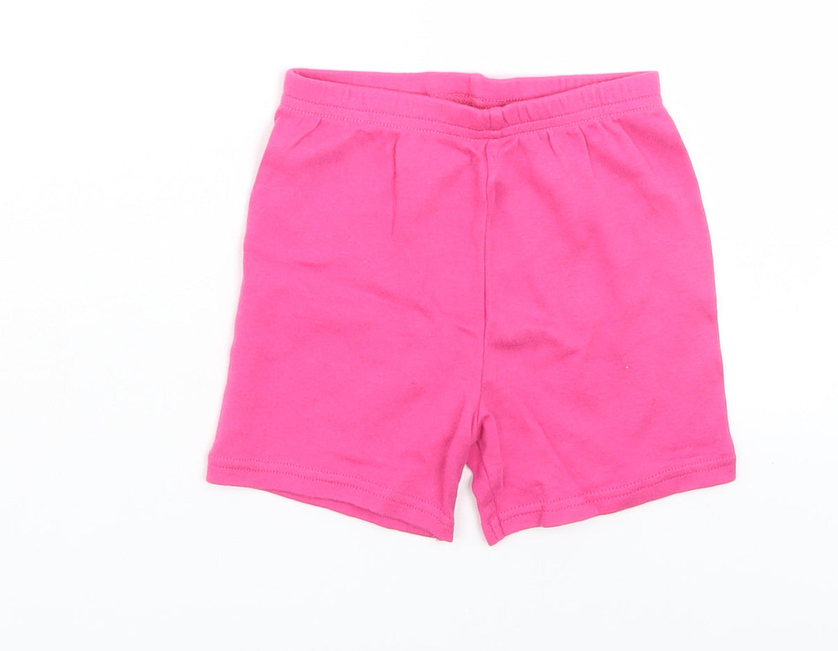Back view of Disney girls’ pink cropped trousers, size 12-18, months - sweat shorts