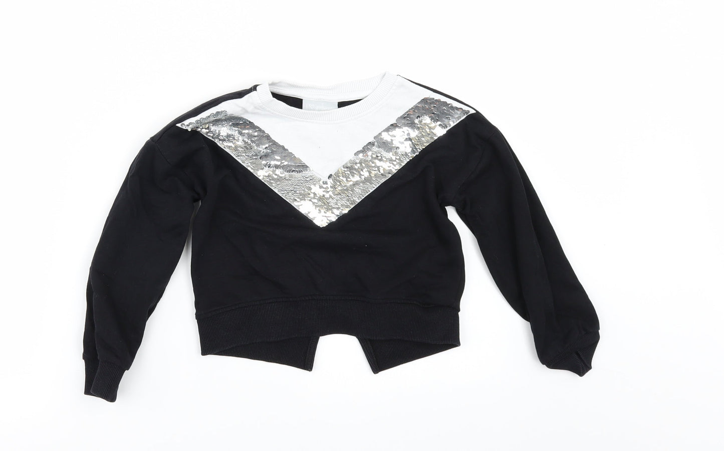 Matalan Girls Black   Pullover Sweatshirt Size 5 Years  - BACK SPLIT