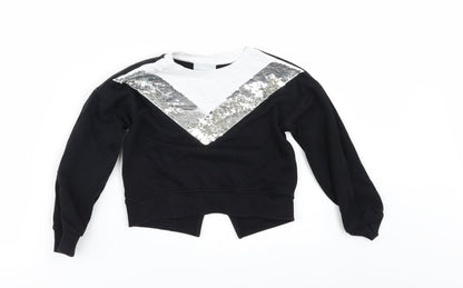 Matalan Girls Black   Pullover Sweatshirt Size 5 Years  - BACK SPLIT