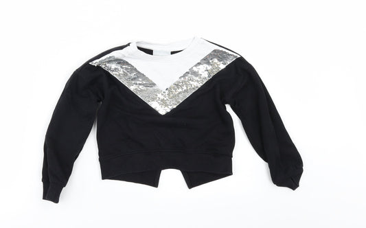 Matalan Girls Black   Pullover Sweatshirt Size 5 Years  - BACK SPLIT