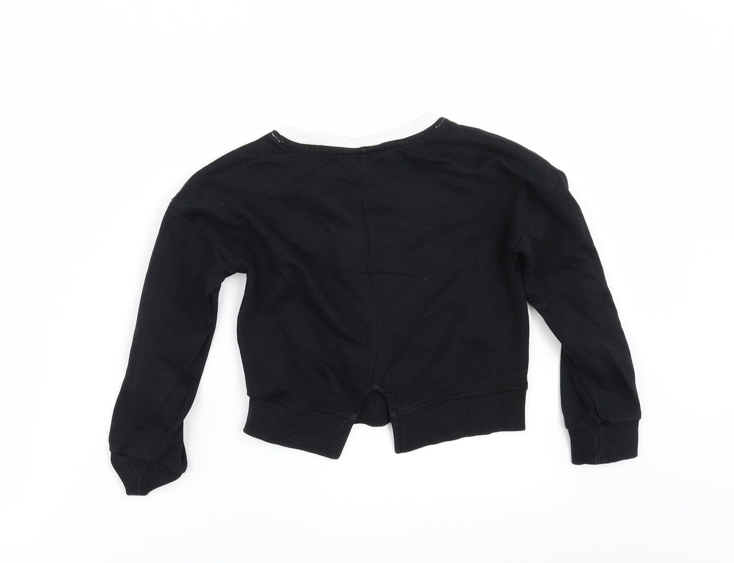 Matalan Girls Black   Pullover Sweatshirt Size 5 Years  - BACK SPLIT