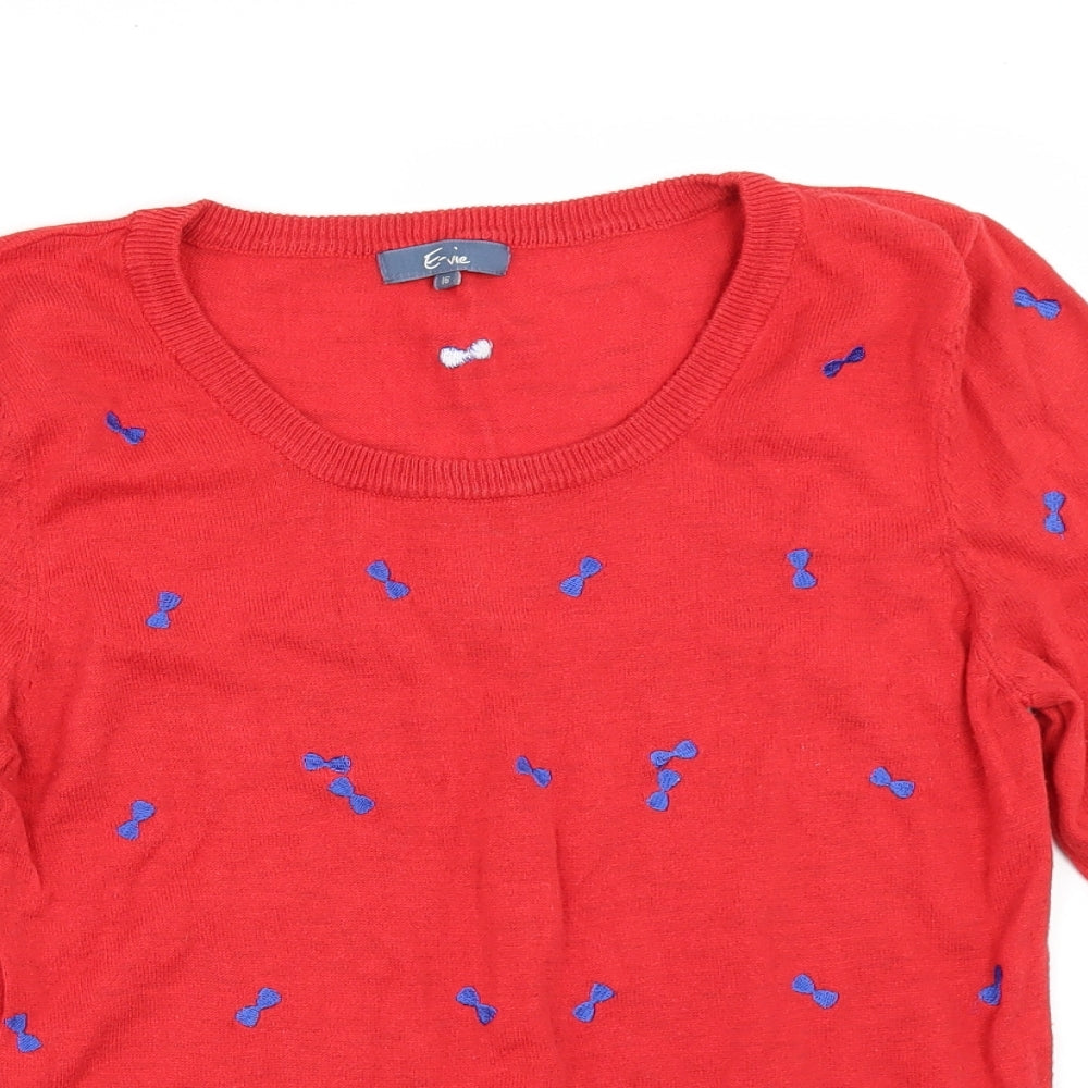 E-vie Womens Red Geometric   Jumper Size 16