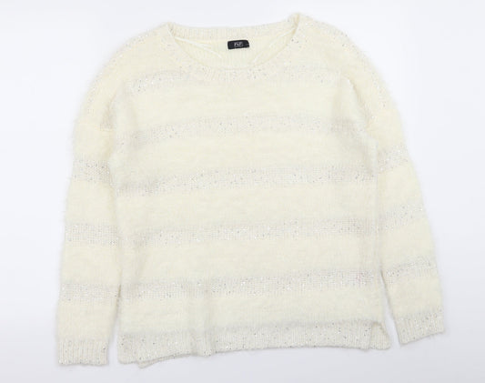 F&F Womens White Striped  Pullover Jumper Size 14