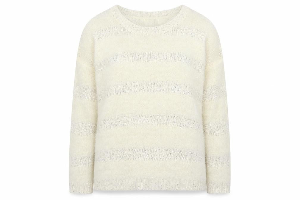 F&F Womens White Striped  Pullover Jumper Size 14