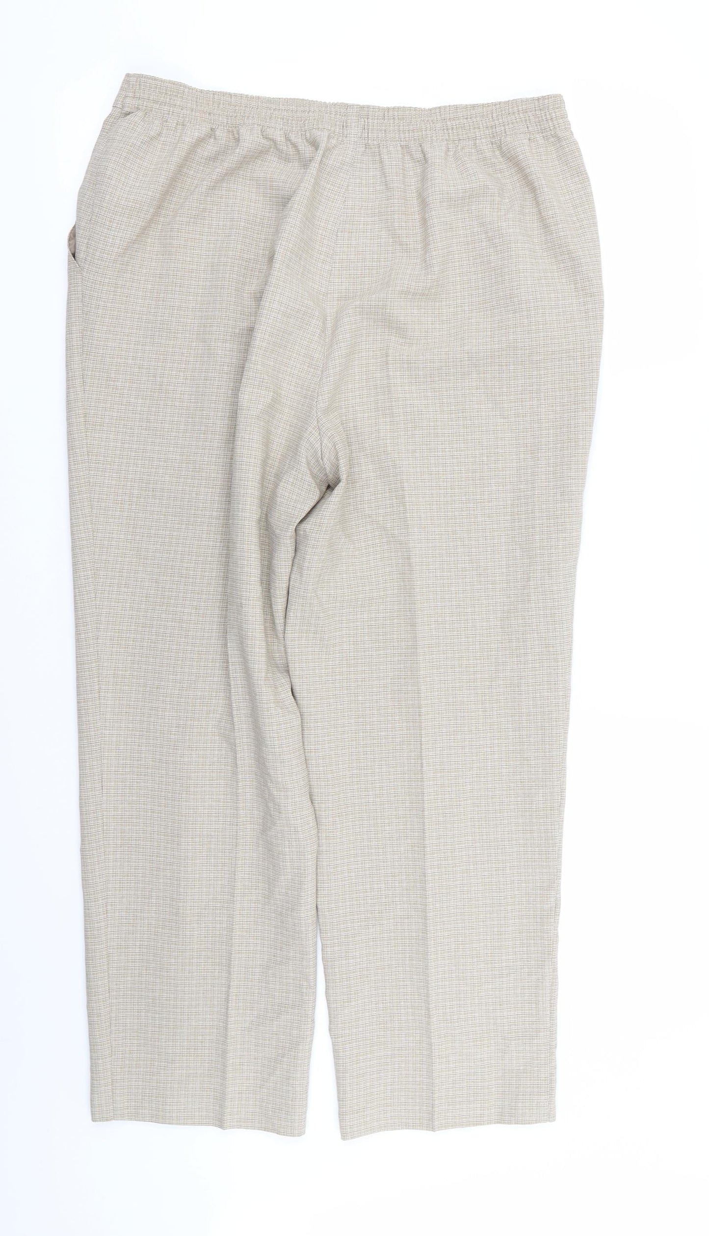 M&S Womens Beige Check  Trousers  Size 14 L25 in