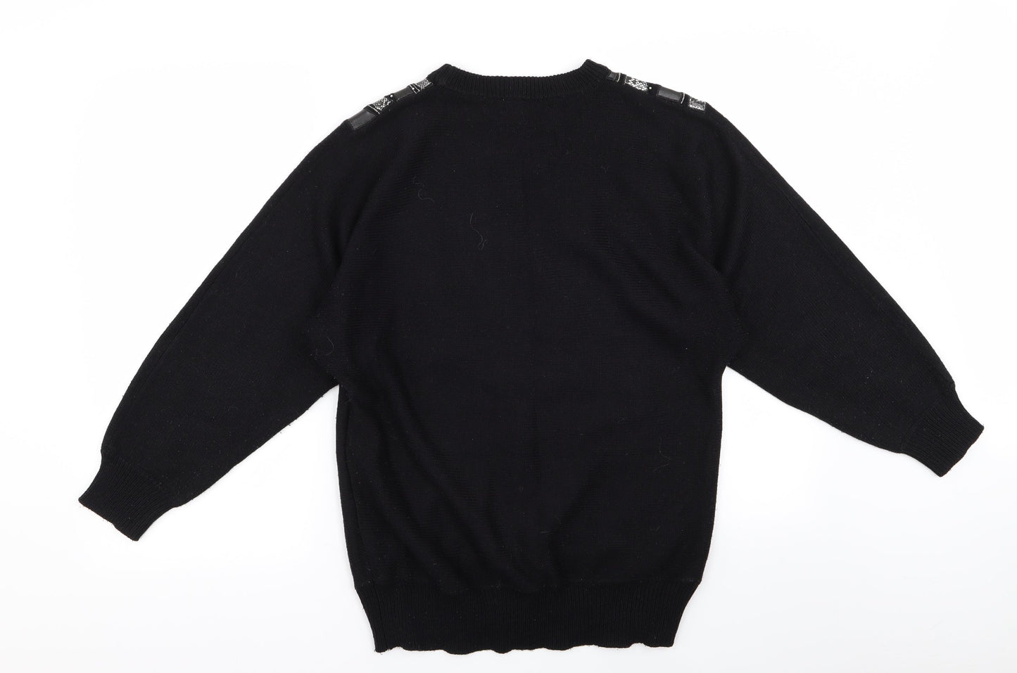 sanco Womens Black Geometric  Pullover Jumper Size M