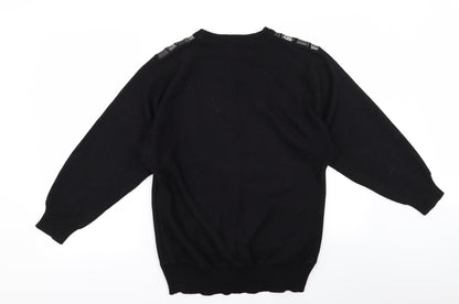 sanco Womens Black Geometric  Pullover Jumper Size M