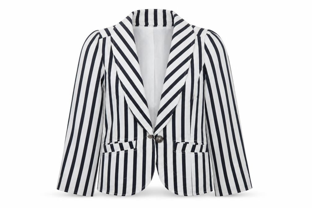 Zuppe Womens Blue Striped  Jacket Blazer Size 12