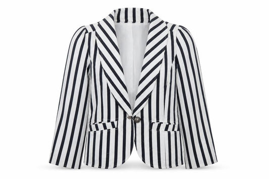 Zuppe Womens Blue Striped  Jacket Blazer Size 12