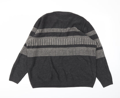 Preloved George Mens Grey Argyle/Diamond  Pullover Jumper Size 2XL - Back