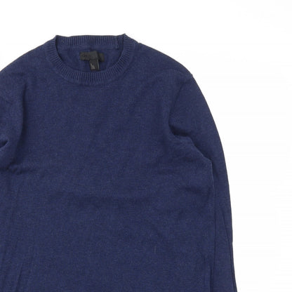 Close-up detail of ASOS men’s blue pullover sweatshirt, size S