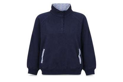 Front view of DMART women’s blue jumper, size UK 12