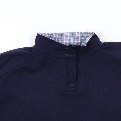 Close-up detail of DMART women’s blue jumper, size UK 12