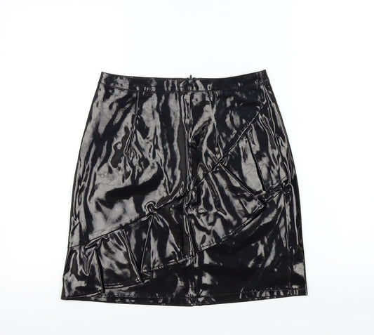 MAD BUT MAGIC Womens Black   A-Line Skirt Size S  - Frill Detail