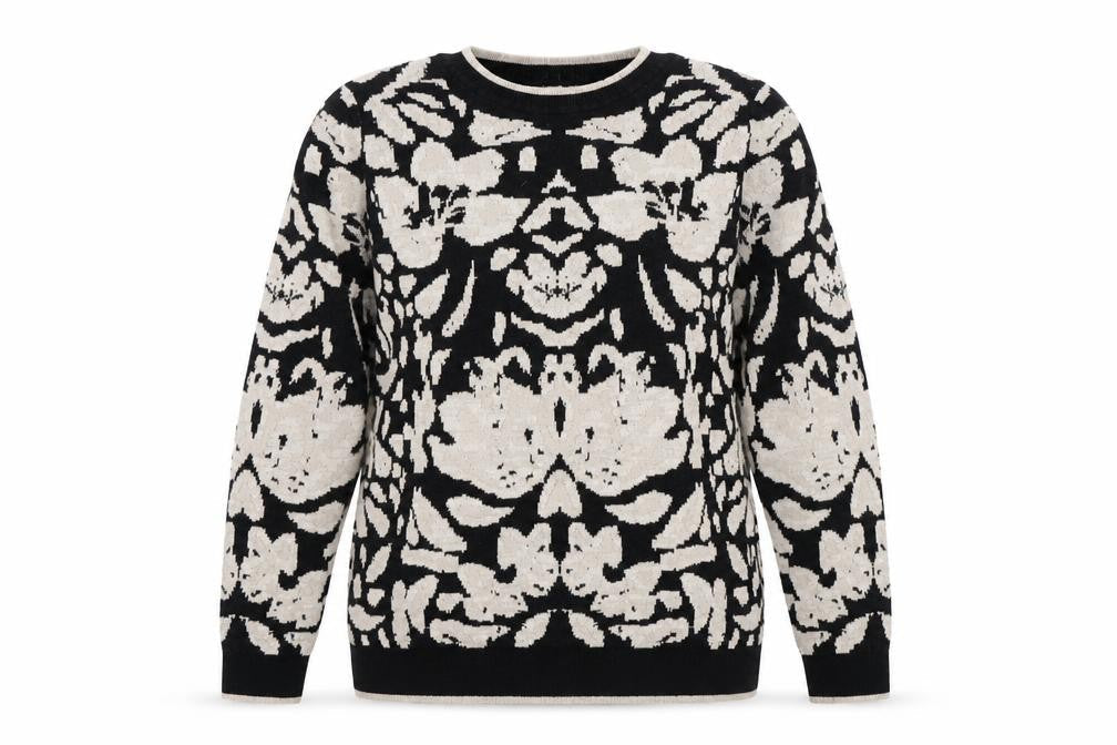 Papaya Womens Black Geometric  Pullover Jumper Size M  - Sparkle