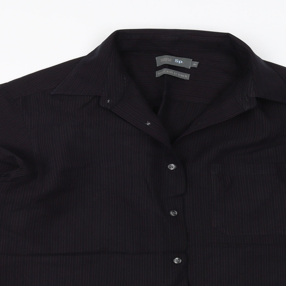 Marks and Spencer Mens Purple Striped   Button-Up Size M  - Soft Touch