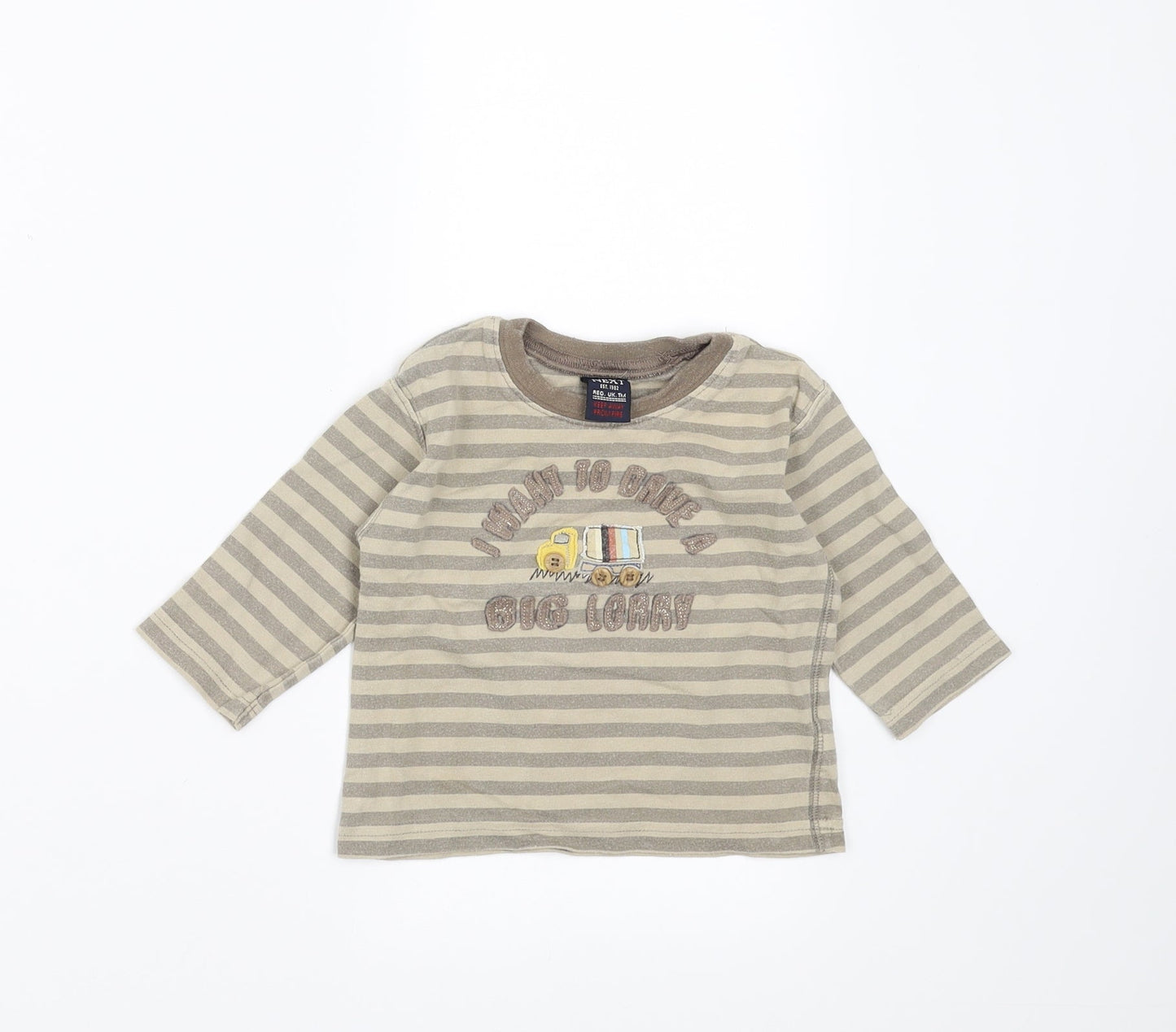 NEXT Boys Beige Striped  Basic T-Shirt Size 3-6 Months  - lorry