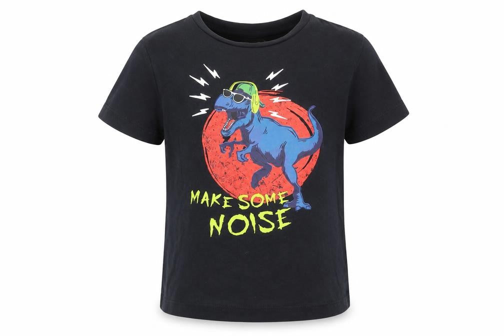 Jeff & Co Boys Black   Basic T-Shirt Size 4-5 Years  - Dinosaur