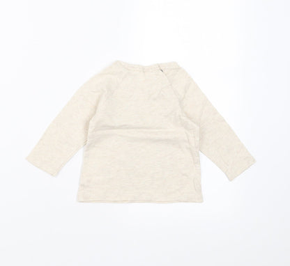 Back view of H&M girls’ beige basic t-shirt, size 3-6, months - mickey mouse