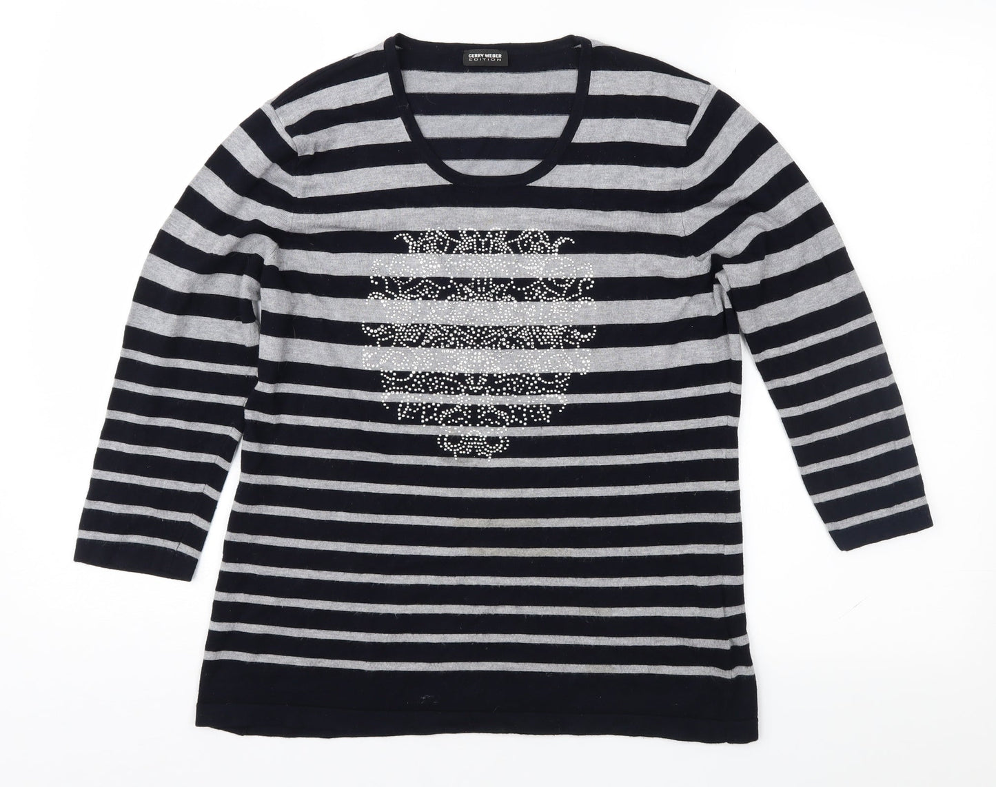 Gerry Weber Womens Blue Striped  Pullover Jumper Size 14